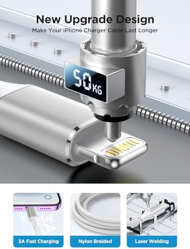 iPhone Charger Cable 2M, MFi Certified Lightning Cable Fast Charging iPhone Charger Nylon USB iphone Charging Cable Lead for iPhone 14 13 12 11 Pro Max XS XR X 8 7 6 Plus 5 SE,iPad - View 7