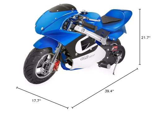 XtremepowerUS Gas Pocket Bike Mini Motorcycle Ride-On 40cc 4-Stroke Engine for Kids Padded Seat EPA Approved (Blue)