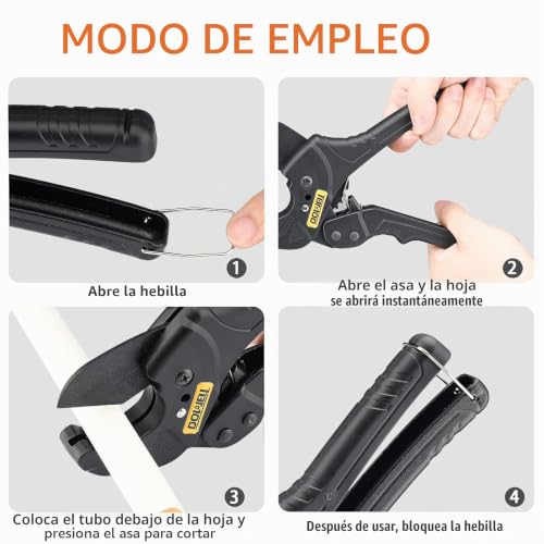 Miniatura 6 de Dowell Cortador De Tubos De Pvc, Accionamiento Por Resorte, Cortador De Tubos Y Mangueras, Herramienta De Corte, Hoja De Teflón Para Tubos De Plástico Pex Pvc Ppr 26-42 Mm