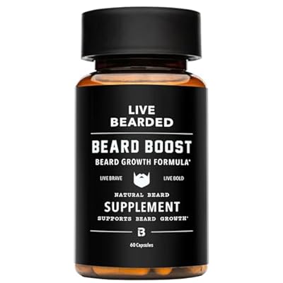 Live Bearded Beard Boost - Beard Growth Vitamins for Men with Biotin, Collagen, Silica, Fo-Ti Root - Facial Hair Growth for Men, Made in the USA | 30-Day Supply