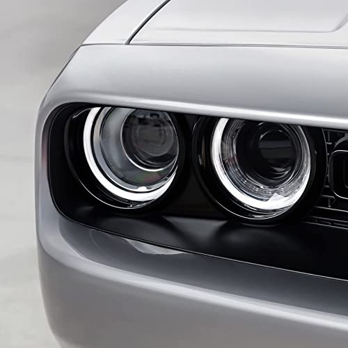 Fione - For Dodge Challenger Headlight Assembly 2015 2016 2017 2018 2019 2020 2021 Black Housing Halogen Headlamps Replaceable Left Driver & Right Passenger Side Headlights 68174065Af 68174064Af #TOP2