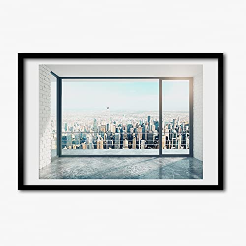 Affiche tableau décoratif Tulup cadre MDF 60x40 peinture photo de ville
