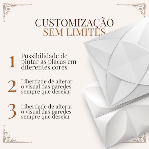 100 Placas Decorativas de Parede PVC 3D Pétalas 25cm - Cor Branca