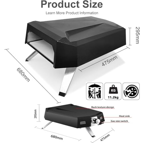 Forno a gas per pizza, kit da esterno con pietra per pizza, 30,5 cm, per casa, cortile e campeggio