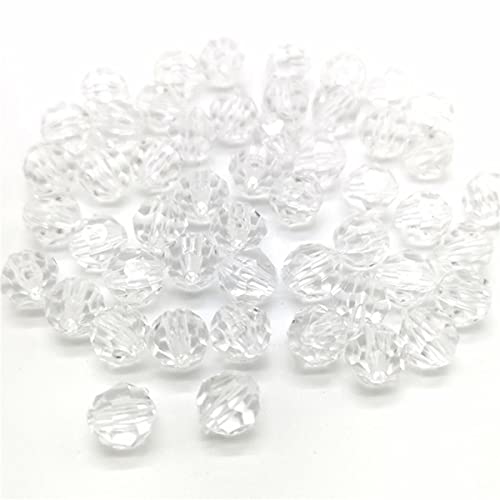 PNREJHT 6/8/10/12mm Perles Acryliques à Facettes Perles d'Espacement en Vrac pour la Fabrication de Bijoux Faits à la Main Collier DIY Bracelet Gros-Blanc, 6mm 100pcs