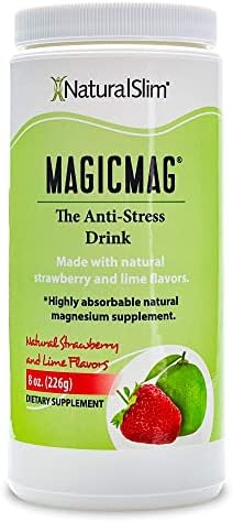 NaturalSlim Magicmag Pure Magnesium Citrate Powder – Stress, Constipation, Muscle, Heart Health, and Sleep Support | Natural Strawberry & Lime Flavored Magnesium Supplement - 8oz Drink Mix (Solo)