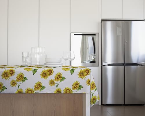 GEMITEX Mantel Tradition, Afelpado Encerado Impermeable y Antimanchas, decoración 4130 Girasoles Toscana, Ideal para mesas cuadradas y Redondas de 4 Personas, 140 x 140 cm, Fabricado en Italia,