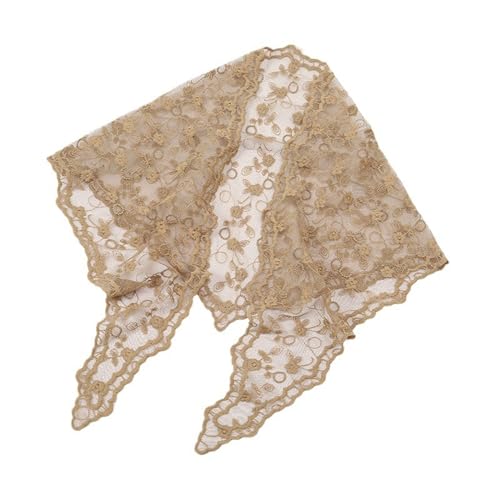 Ethnic Lace Head Scarf for Women Girls Hair Scarf Bandanas Headpiece Turban Hairband Floral Neckscarf Head Accessories Camel