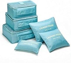 6-in-1 Water-Resistant Travel Pouch Organizer Set – Multi-Functional Packing Cubes with Laundry Bag Secret Pouches for Undergarments, Clothes, Shoes Ideal Travel Storage Backpack