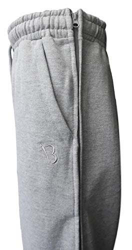 Adaptive Full-Length Side-Zipper Fleece Pant, Unisex Elastic-Waistband Pants with Two Full-Length Side Zippers-Opens TOP to Bottom Navy3