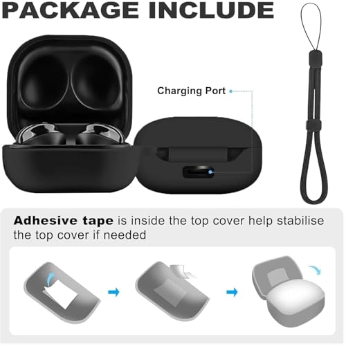 Image of Silicone Case Cover for Samsung Galaxy Buds Core (Black + Lanyard)