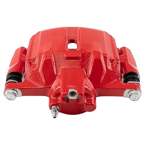 Image of TRQ Front Left Brake Caliper w /Bracket Performance Red Drivers Side | For 2012-2015 Honda Civic
