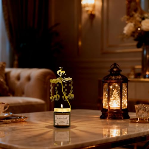 Rancco Tea-Light Candle Christmas Carousel (Gold Color) - image 6