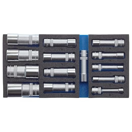 Hazet Steckschlüssel-Satz 163-459/15 ∙ Vierkant hohl 12,5 mm (1/2 Zoll) ∙ Außen-Sechskant-Tractionsprofil ∙ Anzahl Werkzeuge: 15