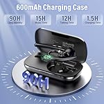 Bluetooth Headset, Wireless Bluetooth 5.3 Earpiece, 90Hrs Hands Free Headset with APTX HD Audio & Mute Button, Dual Noise Cancelling Mics, Single-Ear Headphone for Trucker/Business/Office/Gym - Image 2