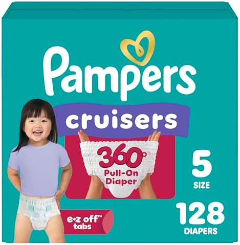 Pampers Diapers - Cruisers 360 degrees - Size 5, 128 Count, up to 100% Leakproof Fit, Designed for Active Babies, Pull On Diaper, EZ Off Tabs Designed for Easy Changes - View 3