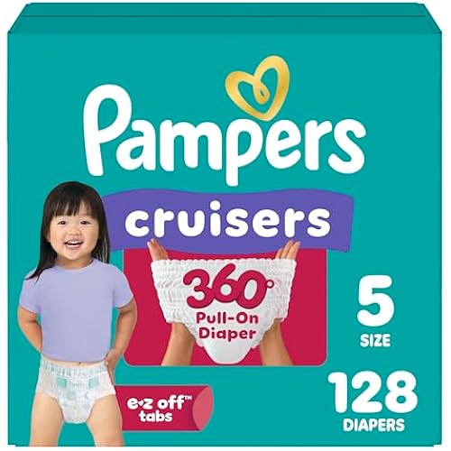 Pampers Diapers - Cruisers 360 - Size 5, 128 Count, Babyproof up to 100% Leakproof Pull-On Diaper