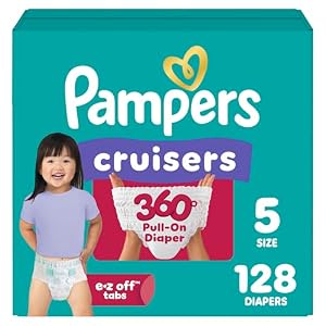 Pampers Diapers - Cruisers 360 - Size 5, 128 Count, up to 100% Leakproof Pull-On Diaper for Active Babies