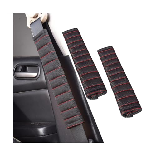 KHGUZ 2 copri cinture di sicurezza per auto, morbidi cuscinetti protettivi per spalle e collo, comodi e di sicurezza, universali per SUV, camion, camper e altro (nero/rosso)