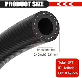 1/4 Inch (6mm) ID Fuel Line Hose 5FT NBR Rubber Push Lock Hose High Pressure 300PSI for Automotive Fuel Systems Engines…