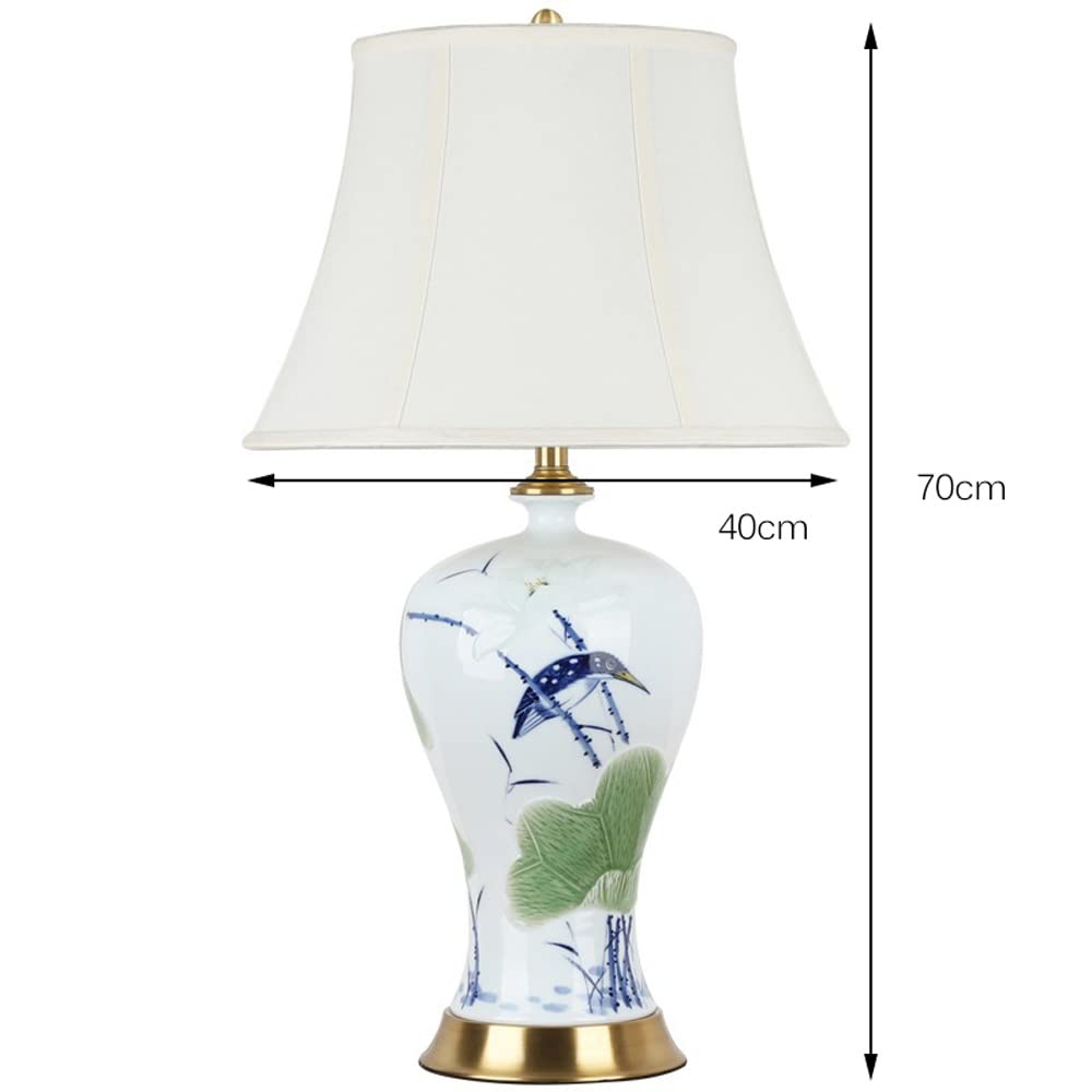 27,5" Lampy stołowe Ceramiczna lampka nocna Antyczna lampa biurkowa Lampa nocna Lampa do czytania do sypialni Salon Biuro College Regał na książki(B)