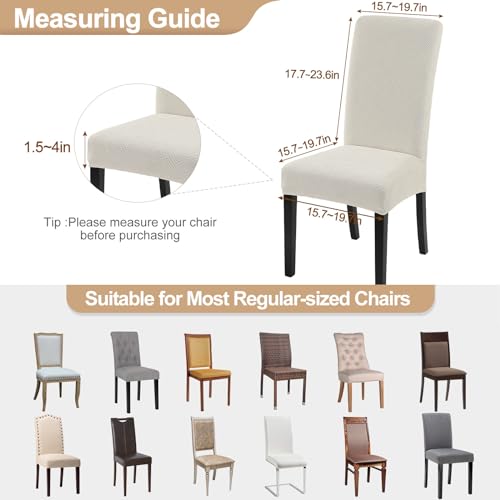 Image of SearchI Waterproof Dining Room Chair Covers, Set of 4, Beige Rectangular