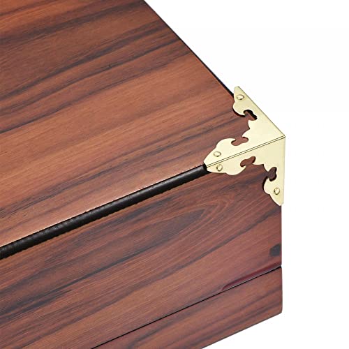 Image of uxcell 30x30x30mm Metal Box Corner Protectors Edge Guard Gold Tone 10pcs