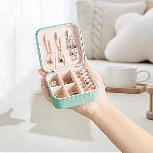 VOMNA 5pack/PU Leather Travel Jewelry Case, Mini Jewelry Box, Small Jewelry Organizer Portable Display Jewelry Storage Case for Rings Earrings Necklace Bracelet Bangle for Girls Women(Blue) by VOMNA - Used condition - Image 2