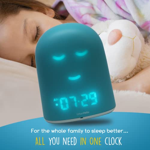 Remi - The Best Ok To Wake Children Clock - Sleep Trainer - Sleep Tracker - Audio Baby Monitor - Night Light & White Noise Sound Machine - Mp3 And Streaming Music Speaker - Time-To-Rise Face - Blue #TOP1