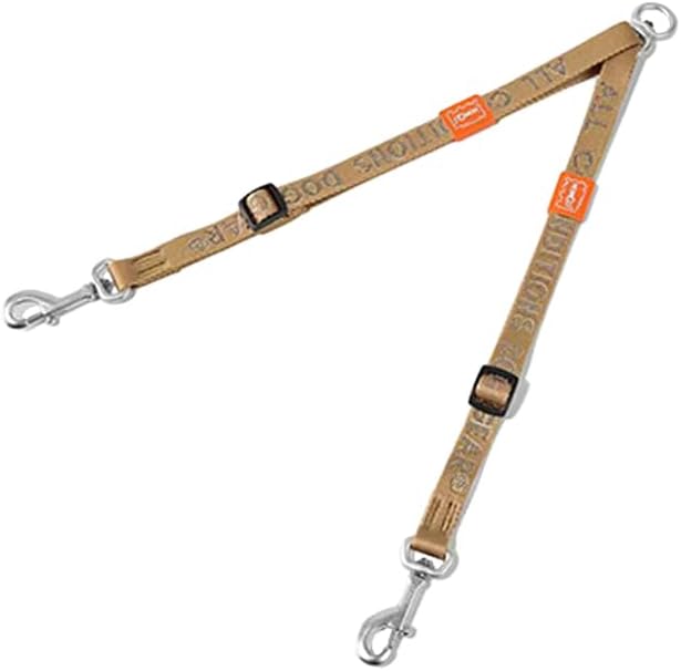 Guia Dupla para Cães HOWGO com Giro 360° Antiemaranhamento Marrom Pro M-L Splitter