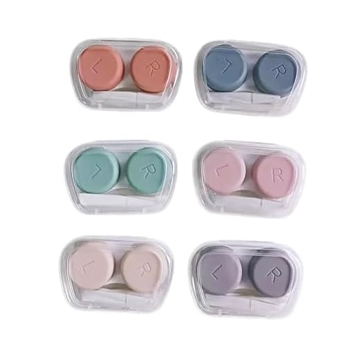 YKuzLx 6 Pack Contact Lens Case, Portable Contact Case with Applicator Tool Tweezer, for Travel Outdoor Home Office Dormitory and Daily Use,Colorful