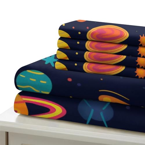 Housse de couette 140x200cm planète cartoon 3D en microfibre pour lit single - 6