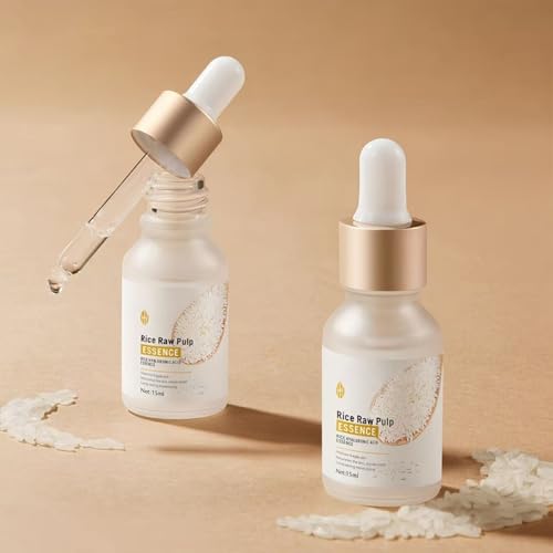 YumSova 2PCS White Rice essenceFacial skin tightens pores and removes blemishes，White Rice Serum for Face Essence Deep Moisturizing Nourishing，