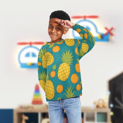 Wudan Pineapple Orange Kids Girls Hooded Sweatshirt Crewneck Hoodie for Boys4
