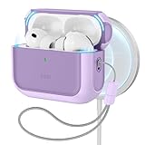 ESR AirPods Pro3 ケース(2025) AirPods Pro 第3世代対応 MagSafe対応 落下衝撃吸収カバー ストラップ付き 紛失防止 エアーポッズプロ3専用 Hybridシリーズ パープル