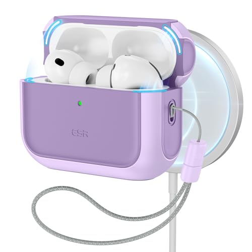 Image of ESR for AirPods Pro 3 Case, Compatible with AirPods Pro Case 3rd Generation (2025), Compatible with MagSafe, Full Drop Protection Cover with Lanyard, Purple