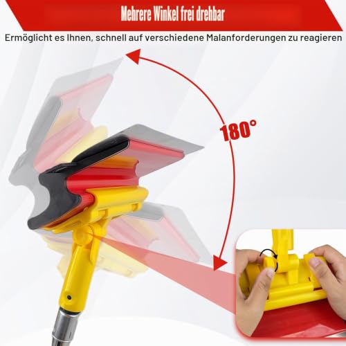 GAESHOW Flächenspachtel Set, Edelstahlklinge Spachtel Werkzeug, 25cm + 40cm Z Spachtel mit 160cm Teleskopstange, Glättspachtel mit Ergonomischem Griff für Große Arbeitsbereich Wand