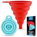 Zulay (Set of 2) Silicone Funnels - Space Saving Collapsible Funnel Set with Narrow Mouth - Flexible...