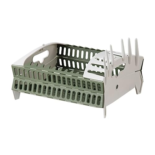 ディッシュラック 折りたたみ食器乾燥ラック水切りキッチン軽量カウンタートップ調理器具オーガナイザー収納 キッチン収納 (Color : Green, Size : 34*29.5*21cm)