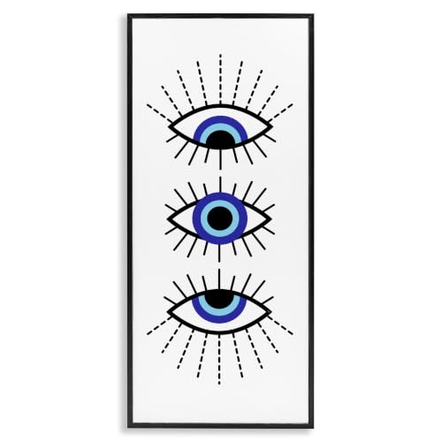 Sacred Evil Eye Geometric Iris, 13 x 30 Inch Framed Giclée Print