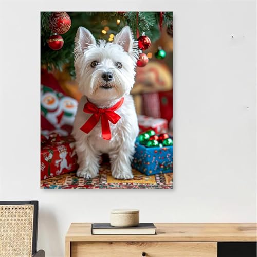 Activité manuelle adulte Noël avec cette peinture numéro chien géante