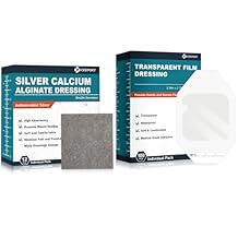 Ceeport Silver Calcium Alginate Dressing 2x212pcs +Transparent Film Dressing 2.36" x 2.75" 100Pcs