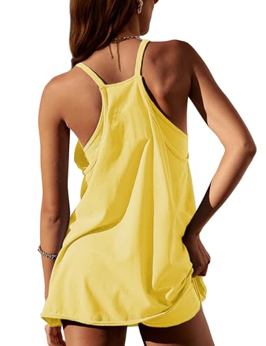 Faleave Women's Summer Sleeveless Mini Dress Athletic Spaghetti Strap Built-in Shorts Tennis Sundress with Pockets2