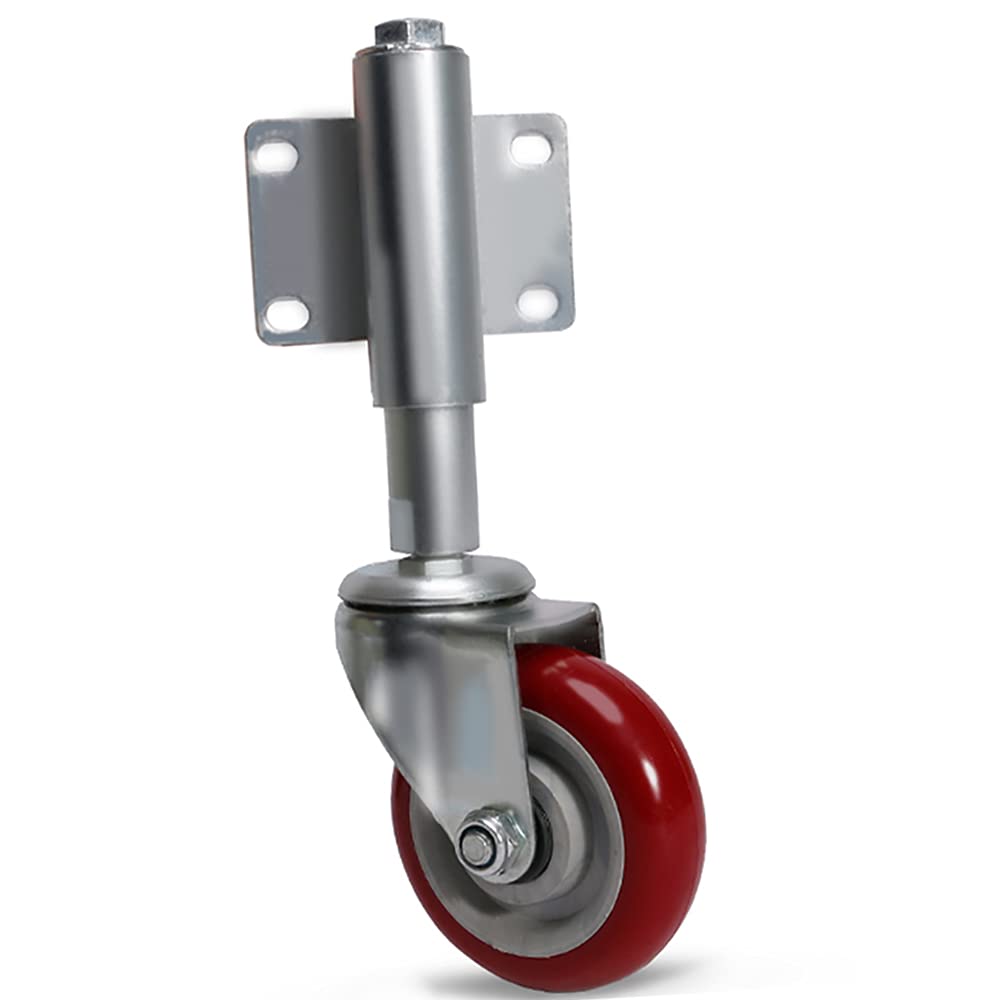 Swivel Gate Caster Wheels 4inch PU Spring Loaded Gate Caster Heavy Duty Door Fence Caster with Brake 300KG/660Lbs Load Capacity