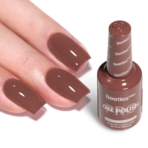 Beetles Pro Brown Gel Polish - Mentally on Vacation, 20ml Dark Brown Gel Nail Polish, Professional Nail Tech Formula, High Pigment Soak Off UV LED Long Lasting, Summer Manicure for Women