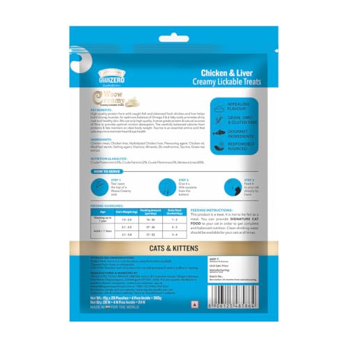 Image of Grain Zero Creamy Lickable Cat Treats Chicken and Liver, 360 Gm - 20 Sachet + 4 Free | Rich in Protein, Promotes Hydration, No Artificial Preservatives | for Training and Bonding | for Kitten & Adult