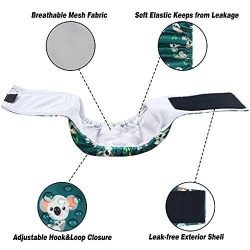 Leekalos Male Dog Diapers (3 Pack), High Absorbing Dog Belly Bands For Male Dogs, Washable Reusable Dog Male Wraps (Koala, Medium) #TOP4