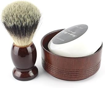 YOUNGSTER AGE Shaving Brush Wooden Handle Pure Badger Shaving Brush, Allergy Free Shaving Soap, Wooden Shaving Bowl Gift Box Package
