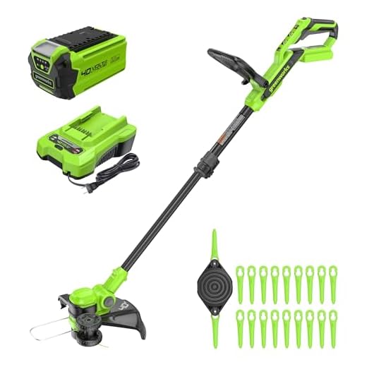 Greenworks 40V 13" Cordless String Trimmer/Weed Wacker + Edger (Includes 20 Blades), 2.0Ah Battery and Charger Included