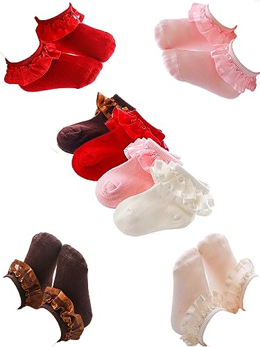 BEHELE Baby Girl Lace Socks Princess Socks Dress Socks for Newborn Infant Toddlers Gift Set (0-6 Months)